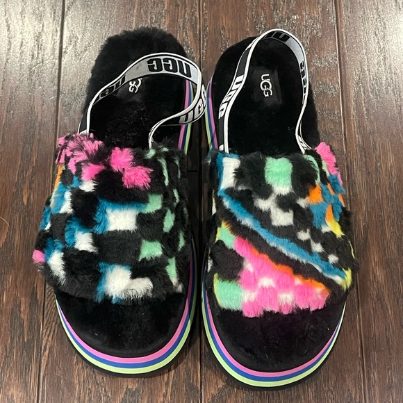 UGG Women Disco Checks Slides Platform Slippers Slides 1130877 Size 9 - Picture 5 of 8